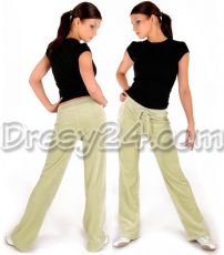 Spodnie welurowe dresowe damskie /kolor:jasna oliwka/